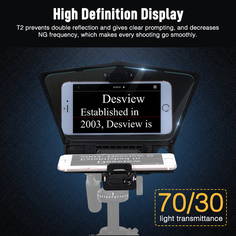 Desview T2 Portable Teleprompter Kit for Smartphone Tablet DSLR Camera